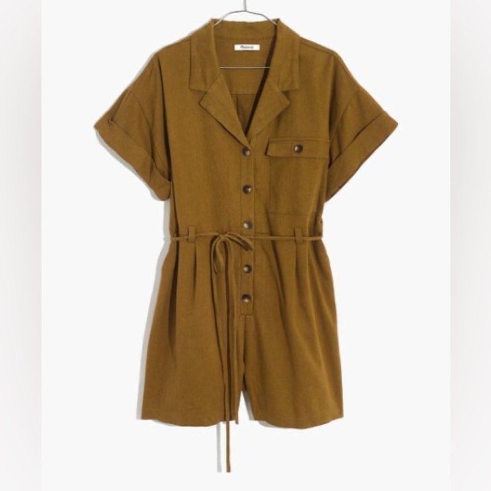 Madewell Safari Romper In Distant Olive Size Extra Small - Picture 4 of 9
